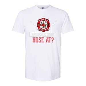 Where The Hose At Funny Firefighter Gift Softstyle CVC T-Shirt