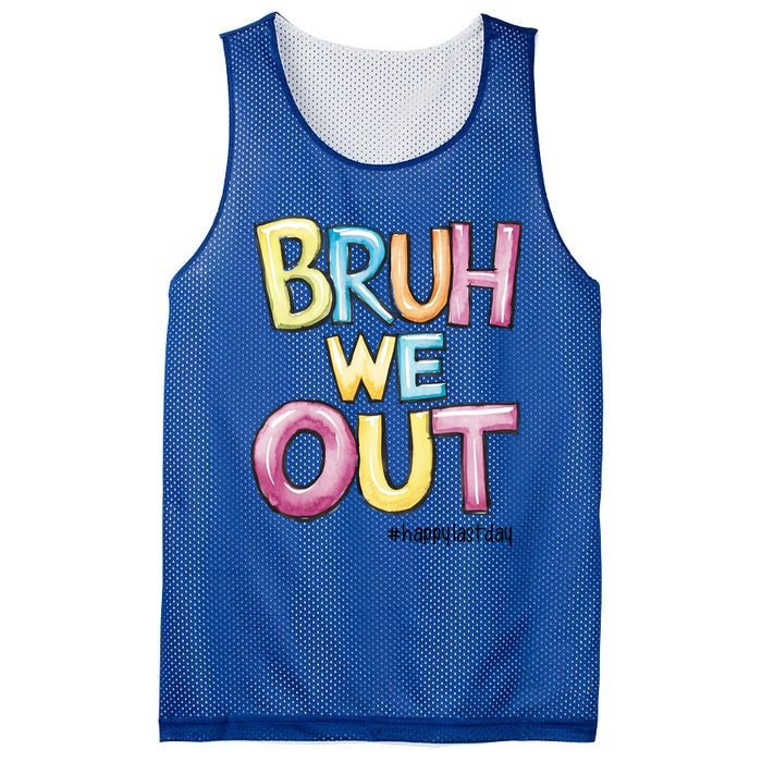 Watercolor Teachers Happy Last Day Of School Bruh We Out Cool Gift Mesh Reversible Basketball Jersey Tank