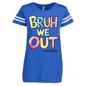 Watercolor Teachers Happy Last Day Of School Bruh We Out Cool Gift Enza Ladies Jersey Football T-Shirt