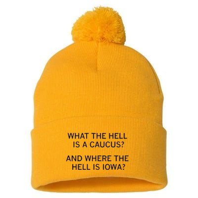 What The Hell Is A Caucus And Where The Hell Is Iowa Pom Pom 12in Knit Beanie