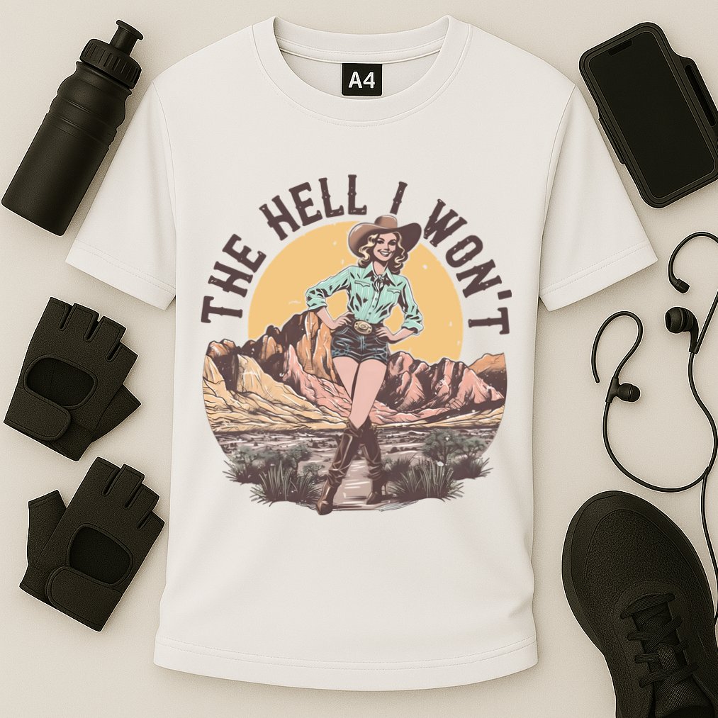 Western The Hell I Wont Cowgirl Country Music Cooling Performance Crew T-Shirt