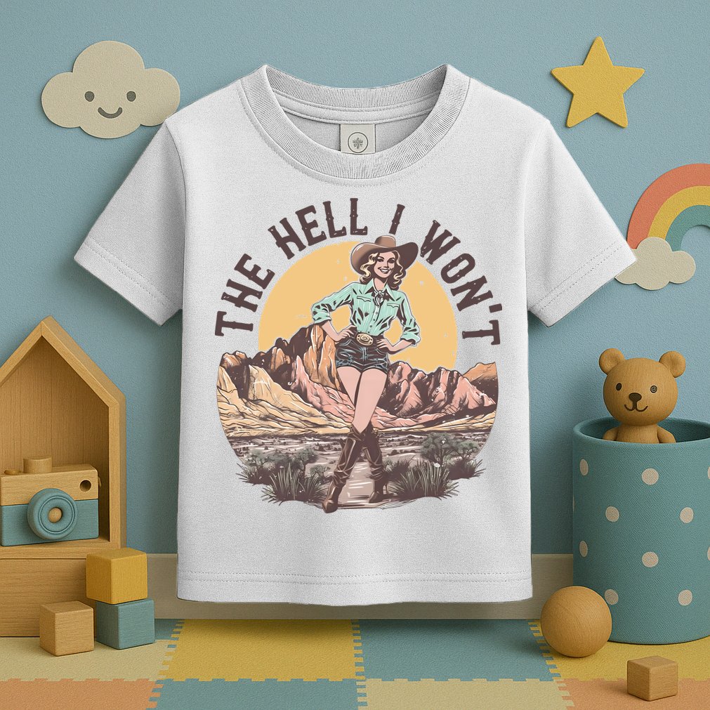 Western The Hell I Wont Cowgirl Country Music Toddler T-Shirt