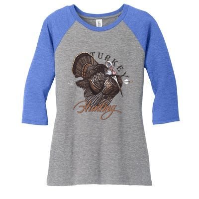 Wild Turkey Hunting Gift Women's Tri-Blend 3/4-Sleeve Raglan Shirt