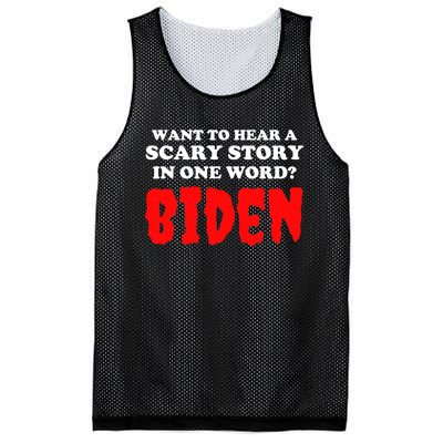 Want To Hear A Scary Story In One Word Biden Funny Halloween Mesh Reversible Basketball Jersey Tank