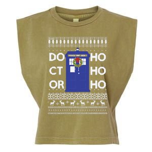 Who Tardis Ho Ho Ho Christmas Doctor Garment-Dyed Women's Muscle Tee