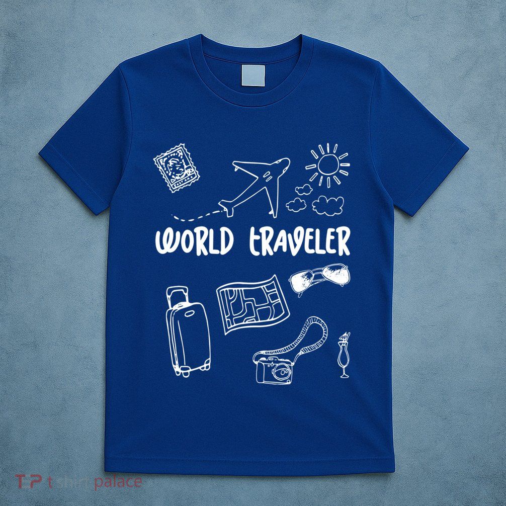 World Traveler Holiday Doodles Vintage Travel Lover Gift T-Shirt