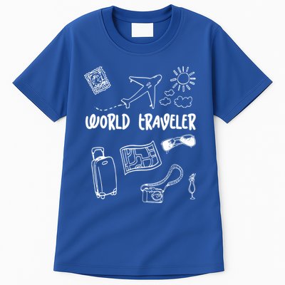 World Traveler Holiday Doodles Vintage Travel Lover Gift Tall T-Shirt