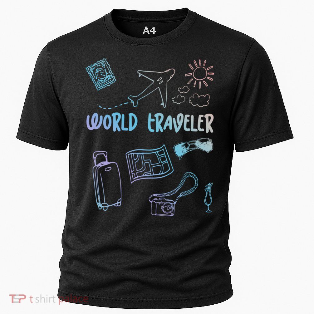 World Traveler Holiday Doodles Vintage Travel Lover Gift Performance Shirt