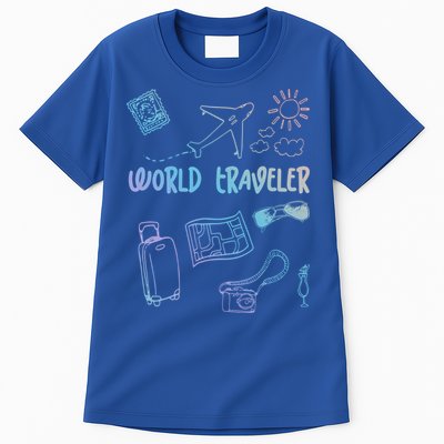 World Traveler Holiday Doodles Vintage Travel Lover Gift Tall T-Shirt