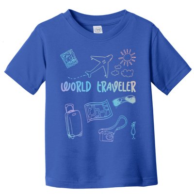 World Traveler Holiday Doodles Vintage Travel Lover Gift Toddler T-Shirt