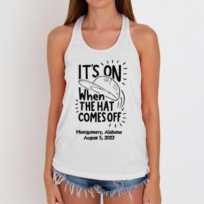 When The Hat Comes Montgomery Brawl Riverfront Montgomery Alabama Women's Knotted Racerback Tank