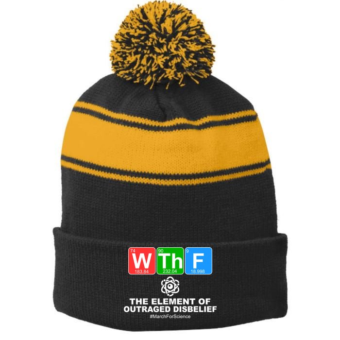 WTHF WTF The Element of Outraged Disbelief March For Science Stripe Pom Pom Beanie