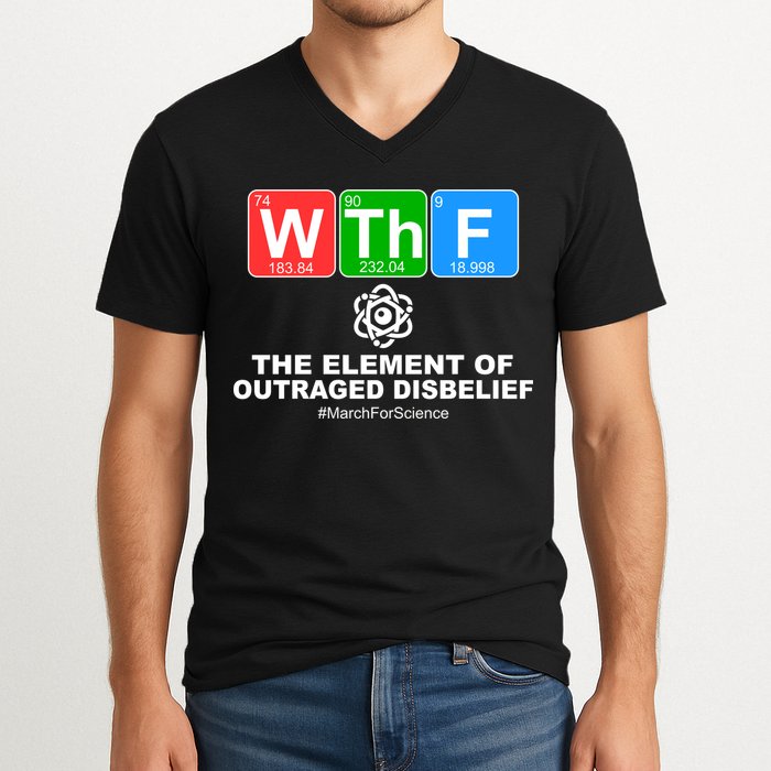 WTHF WTF The Element of Outraged Disbelief March For Science V-Neck T-Shirt