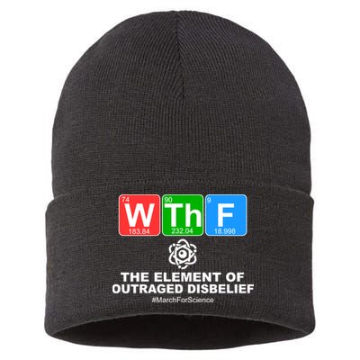 WTHF WTF The Element of Outraged Disbelief March For Science Sustainable Knit Beanie