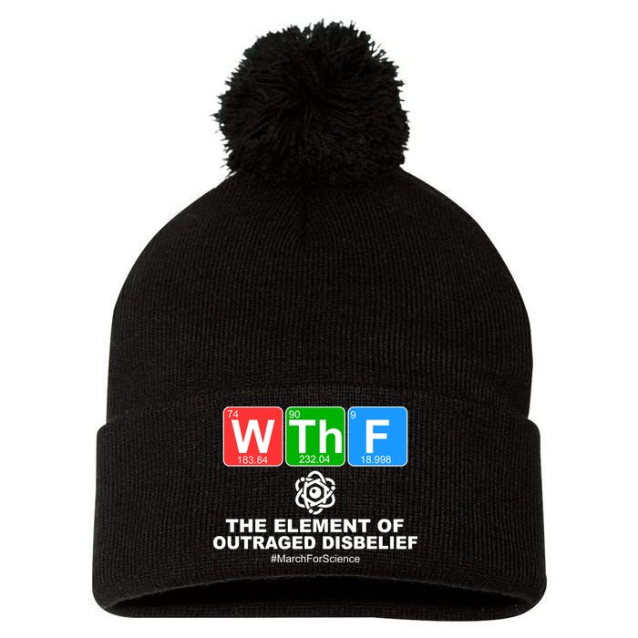 WTHF WTF The Element of Outraged Disbelief March For Science Pom Pom 12in Knit Beanie
