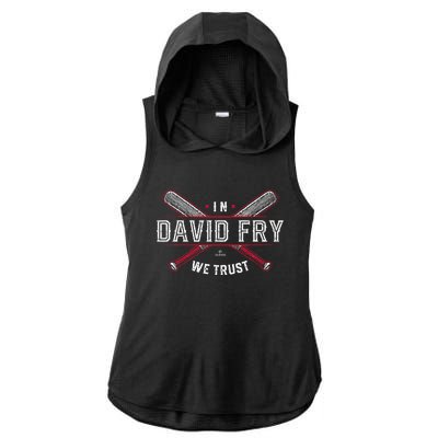 We Trust In David Fry Cleveland Baseball Ladies PosiCharge Tri-Blend Wicking Draft Hoodie Tank