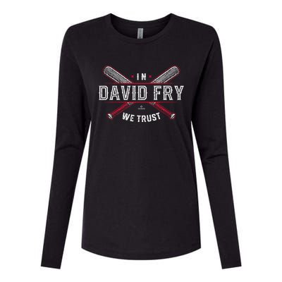 We Trust In David Fry Cleveland Baseball Womens Cotton Relaxed Long Sleeve T-Shirt