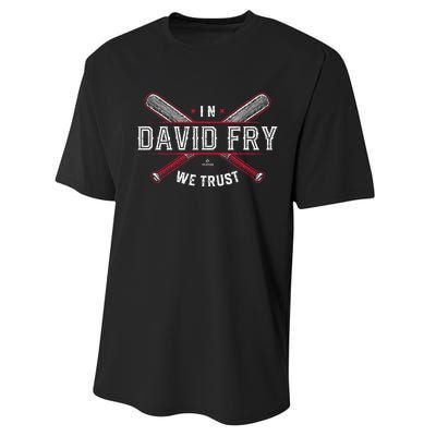 We Trust In David Fry Cleveland Baseball Performance Sprint T-Shirt