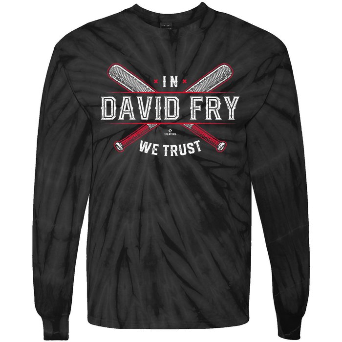 We Trust In David Fry Cleveland Baseball Tie-Dye Long Sleeve Shirt