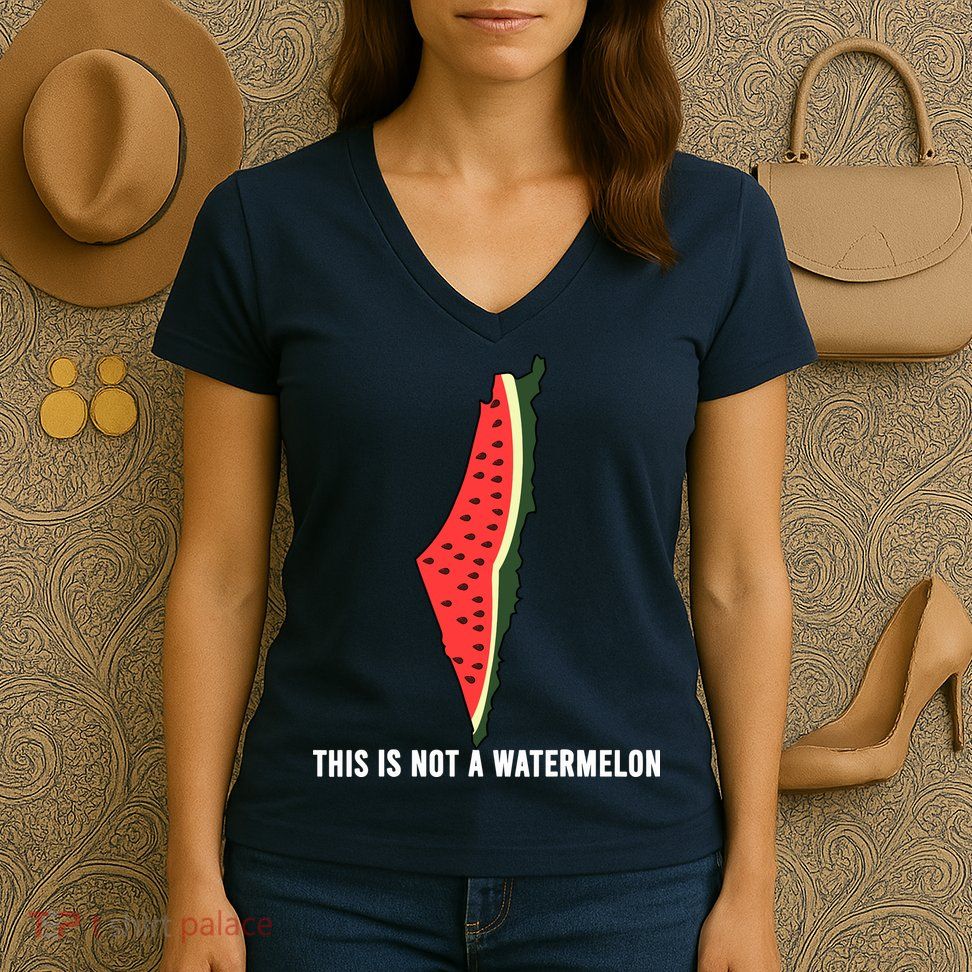 Watermelon This Is Not A Watermelon Palestine Collection Women's V-Neck T-Shirt