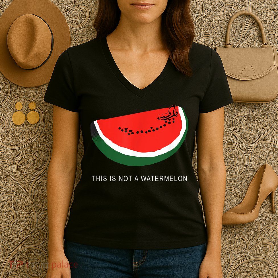 Watermelon This Is Not A Watermelon Palestine Collection Women's V-Neck T-Shirt