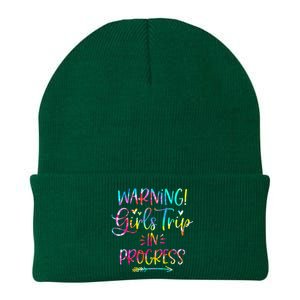 Warning Trip In Progress Trip Vacation Tie Dye Knit Cap Winter Beanie