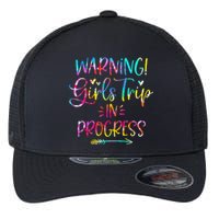 Warning Trip In Progress Trip Vacation Tie Dye Flexfit Unipanel Trucker Cap