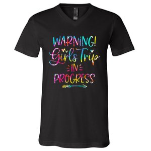 Warning Trip In Progress Trip Vacation Tie Dye V-Neck T-Shirt