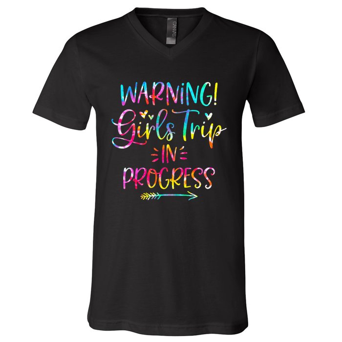 Warning Trip In Progress Trip Vacation Tie Dye V-Neck T-Shirt