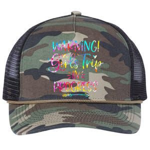 Warning Trip In Progress Trip Vacation Tie Dye Retro Rope Trucker Hat Cap