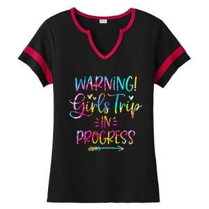 Warning Trip In Progress Trip Vacation Tie Dye Ladies Halftime Notch Neck Tee