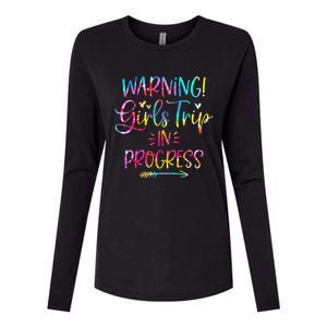 Warning Trip In Progress Trip Vacation Tie Dye Womens Cotton Relaxed Long Sleeve T-Shirt