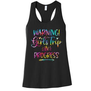 Warning Trip In Progress Trip Vacation Tie Dye Women's Racerback Tank