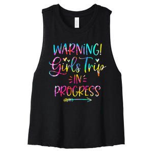 Warning Trip In Progress Trip Vacation Tie Dye Women's Racerback Cropped Tank