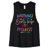 Warning Trip In Progress Trip Vacation Tie Dye Women's Racerback Cropped Tank