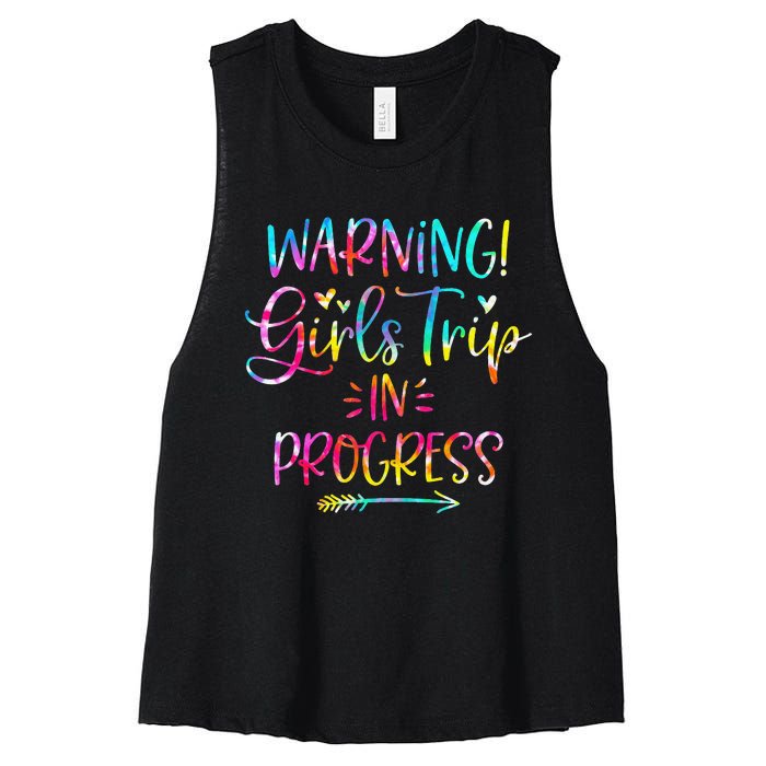 Warning Trip In Progress Trip Vacation Tie Dye Women's Racerback Cropped Tank