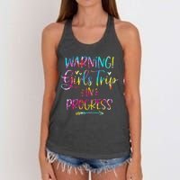 Warning Trip In Progress Trip Vacation Tie Dye Women's Knotted Racerback Tank