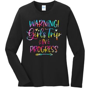 Warning Trip In Progress Trip Vacation Tie Dye Ladies Long Sleeve Shirt