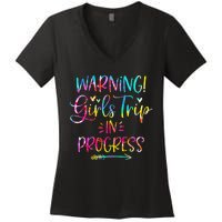 Warning Trip In Progress Trip Vacation Tie Dye Women's V-Neck T-Shirt