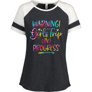 Warning Trip In Progress Trip Vacation Tie Dye Enza Ladies Jersey Colorblock Tee