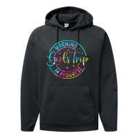 Warning Trip In Progress Trip Vacation Tie Dye Performance Fleece Hoodie