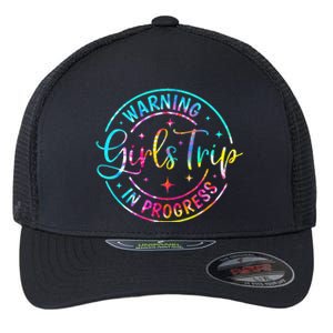 Warning Trip In Progress Trip Vacation Tie Dye Flexfit Unipanel Trucker Cap