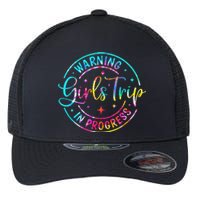 Warning Trip In Progress Trip Vacation Tie Dye Flexfit Unipanel Trucker Cap