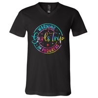 Warning Trip In Progress Trip Vacation Tie Dye V-Neck T-Shirt