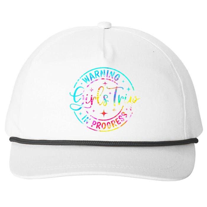 Warning Trip In Progress Trip Vacation Tie Dye Snapback Five-Panel Rope Hat