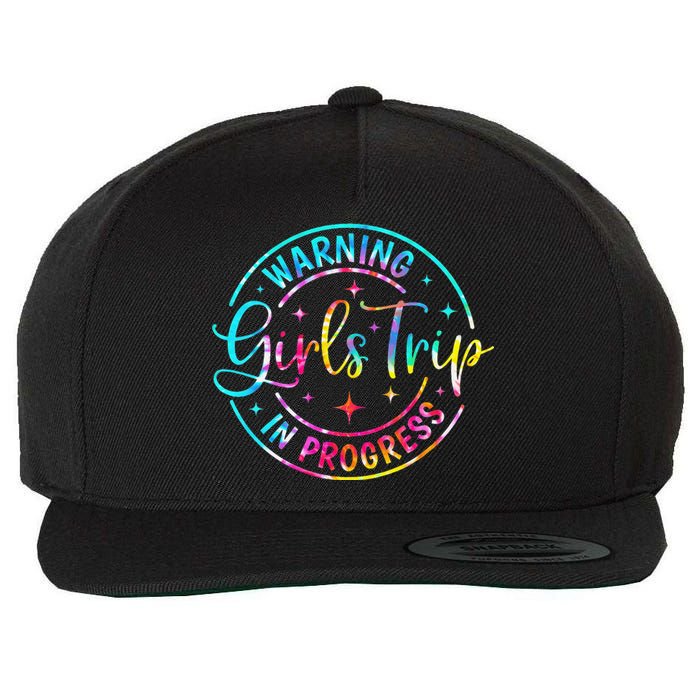 Warning Trip In Progress Trip Vacation Tie Dye Wool Snapback Cap