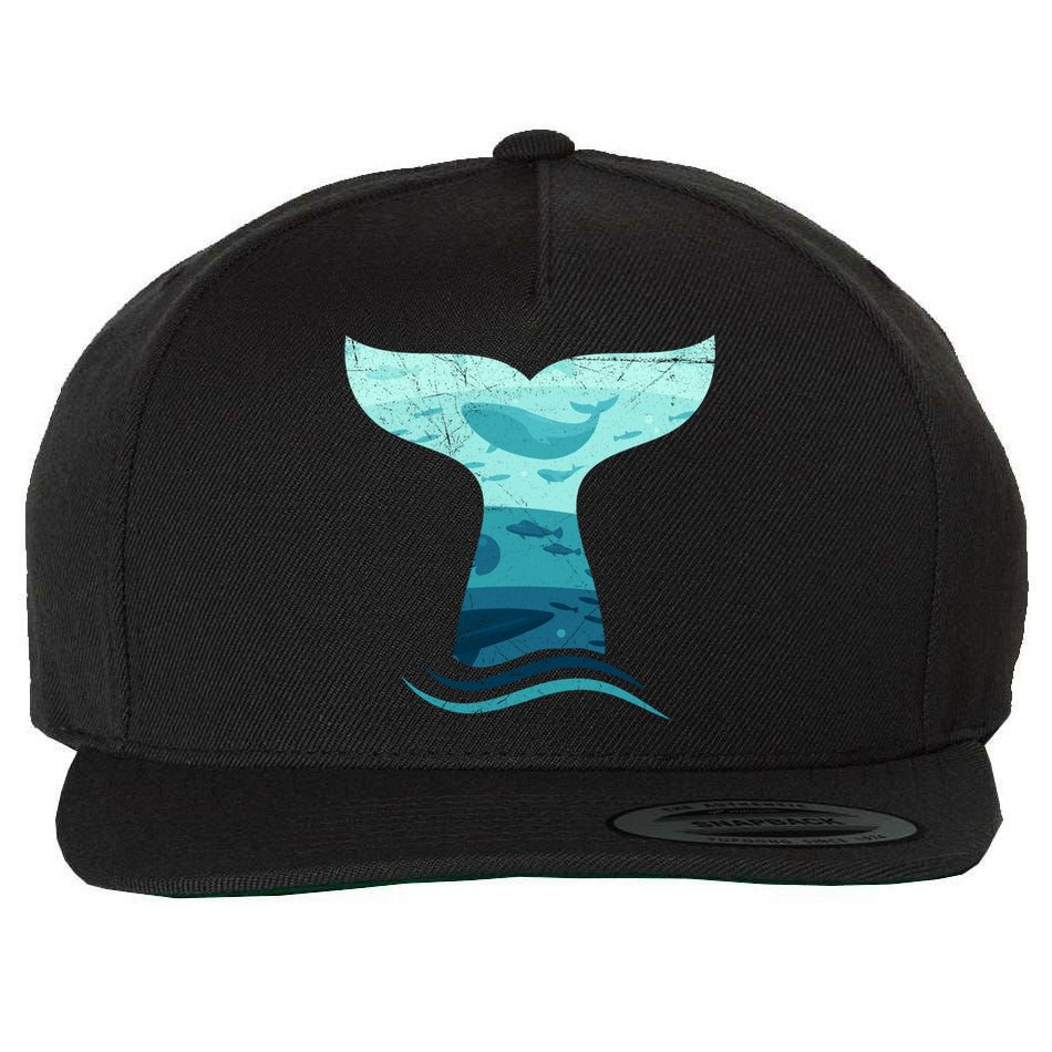 Whale Tail In Waves Orca Ocean Cute Gift Wool Snapback Cap