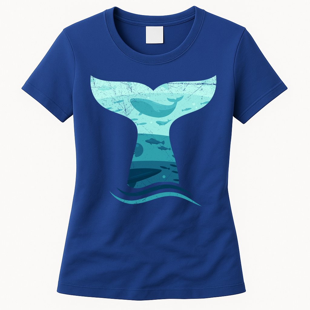 Whale Tail In Waves Orca Ocean Cute Gift Womens T-Shirt