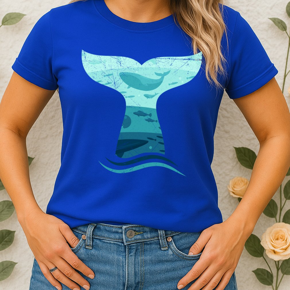 Whale Tail In Waves Orca Ocean Cute Gift Womens T-Shirt