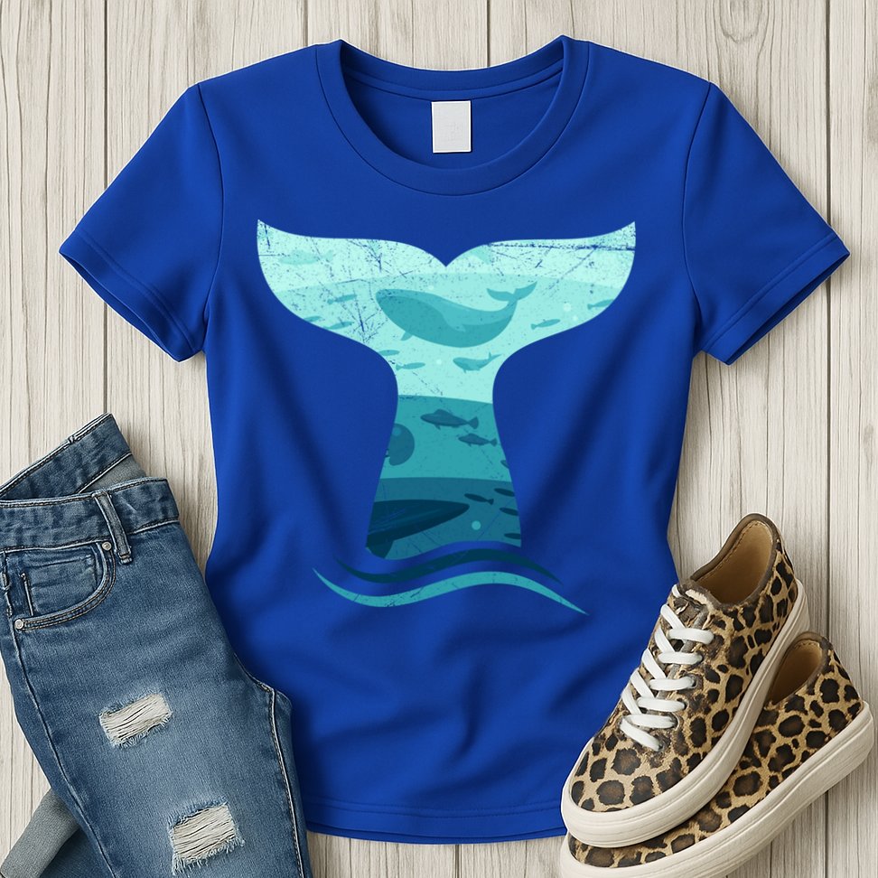 Whale Tail In Waves Orca Ocean Cute Gift Womens T-Shirt